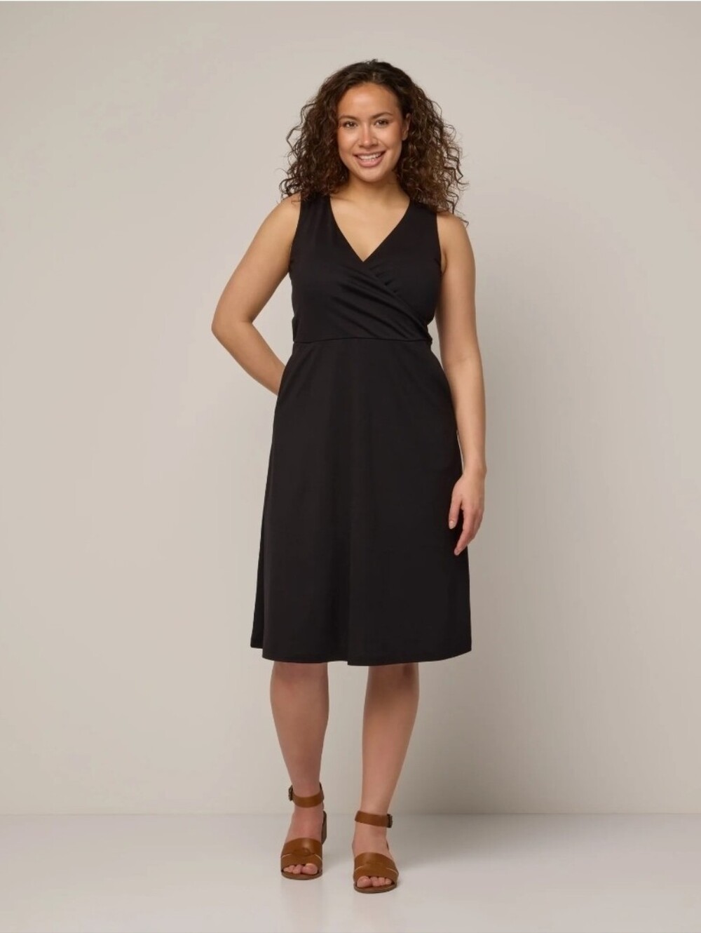 1X Wool& Black Isabelle Sleeveless V-Neck Wrap Dress